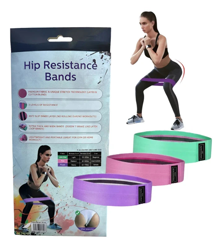 Set de 3 Bandas Elásticas de Tela para Glúteos y Piernas