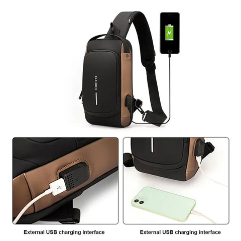 Bolso Cruzado Antirrobo con Candado y Puerto USB