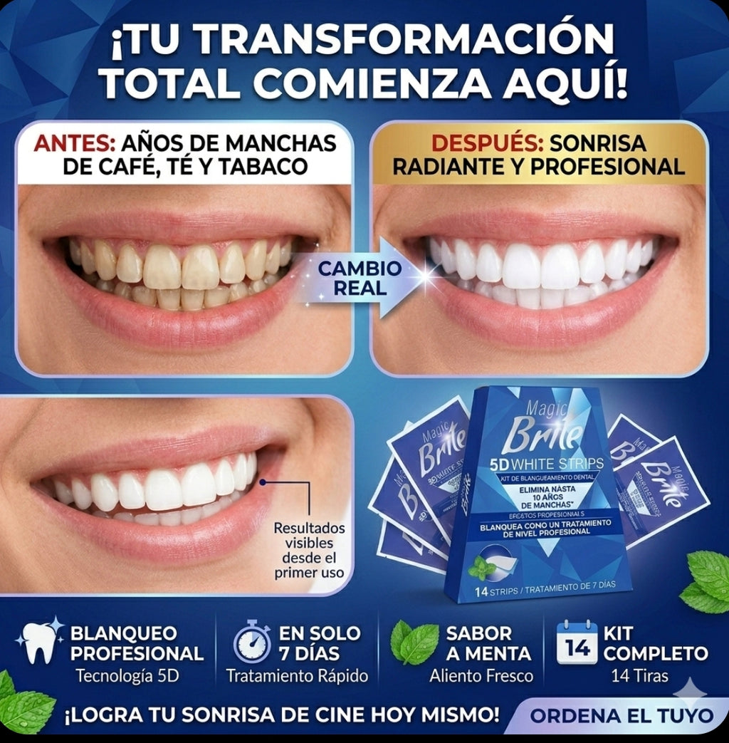 Kit de Tiras Blanqueadoras Dentales 5D