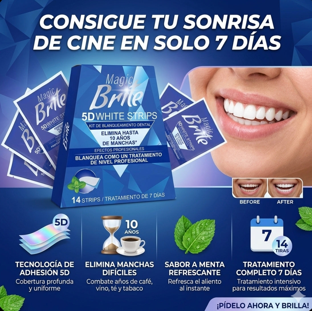 Kit de Tiras Blanqueadoras Dentales 5D