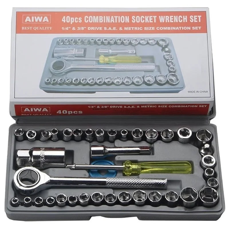 Juego de Dados y Llave de Carraca 40 Piezas