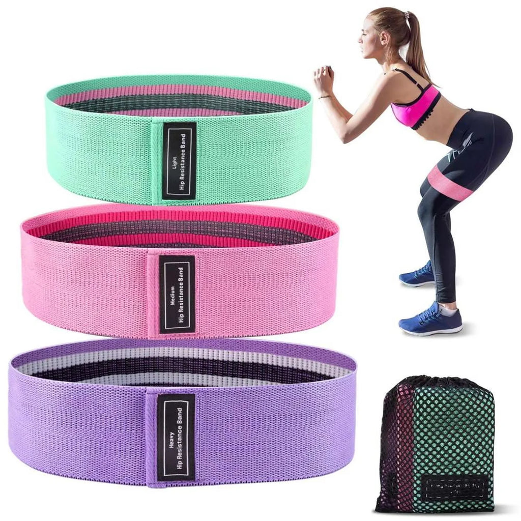 Set de 3 Bandas Elásticas de Tela para Glúteos y Piernas
