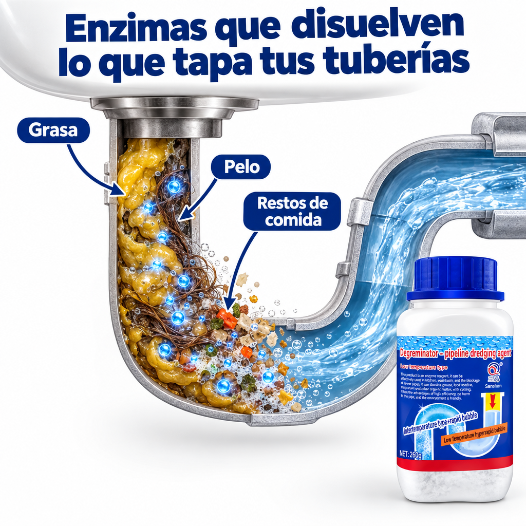 Enzimas que disuelven grasa, pelo y restos de comida