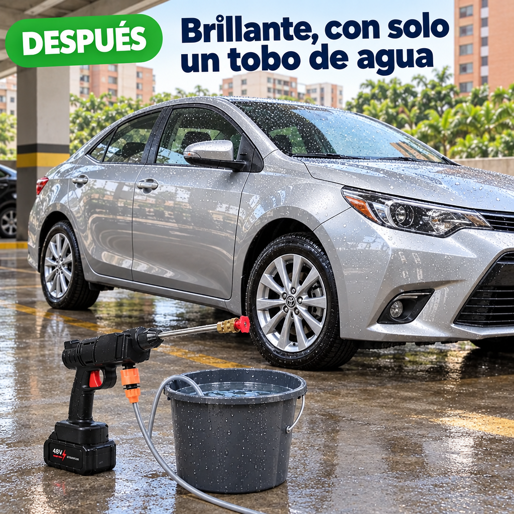 Después: brillante con solo un tobo de agua