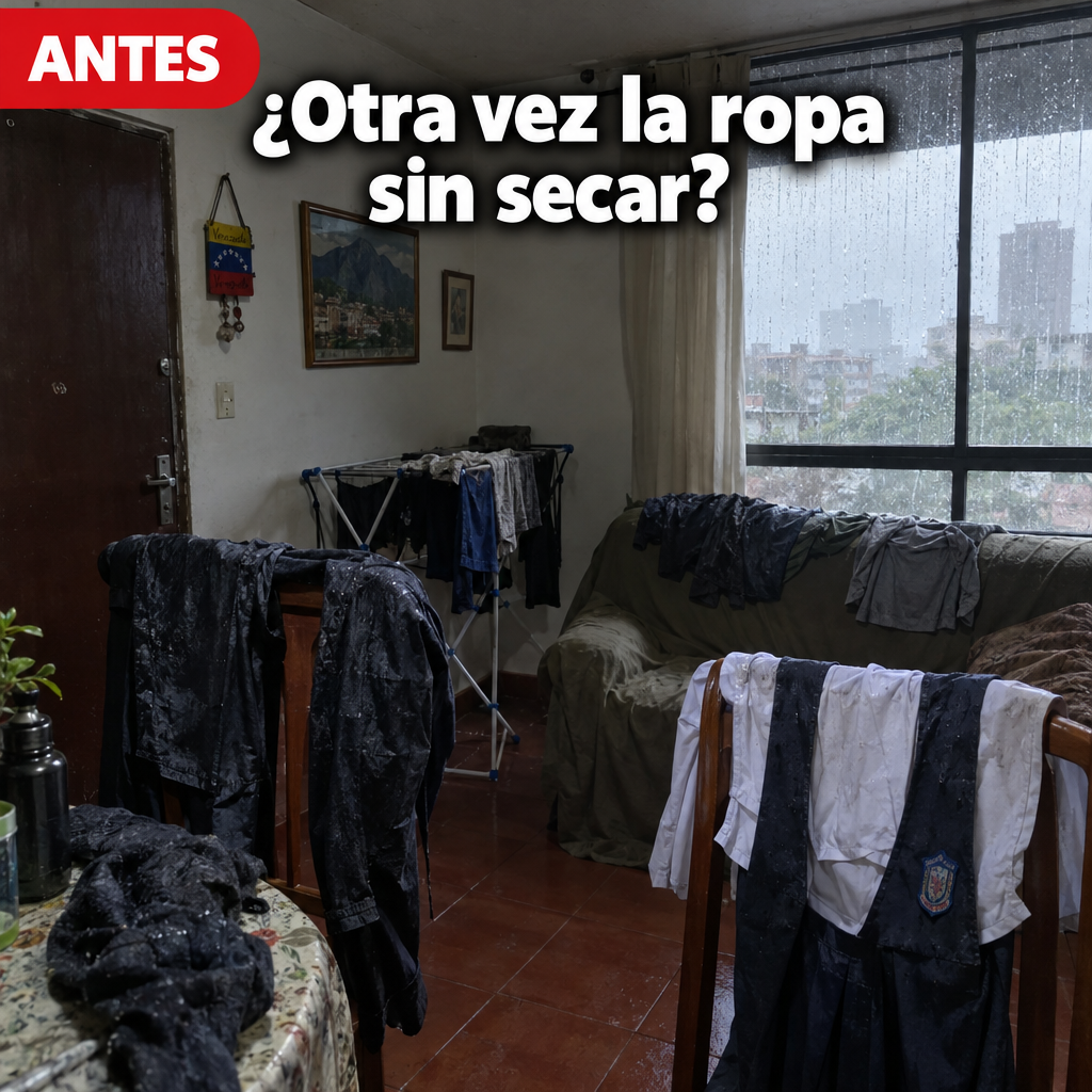 Antes: la ropa sin secar por toda la casa