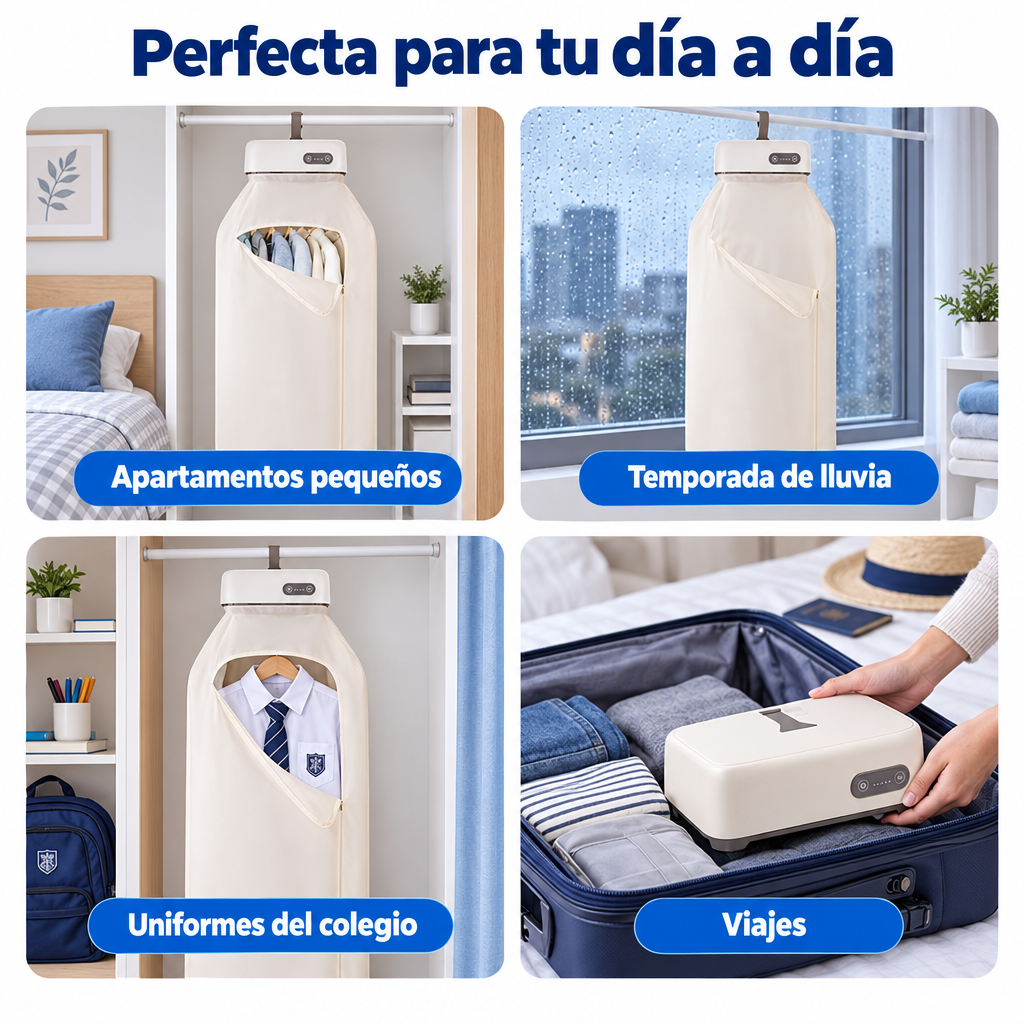 Perfecta para apartamentos, lluvia, uniformes y viajes