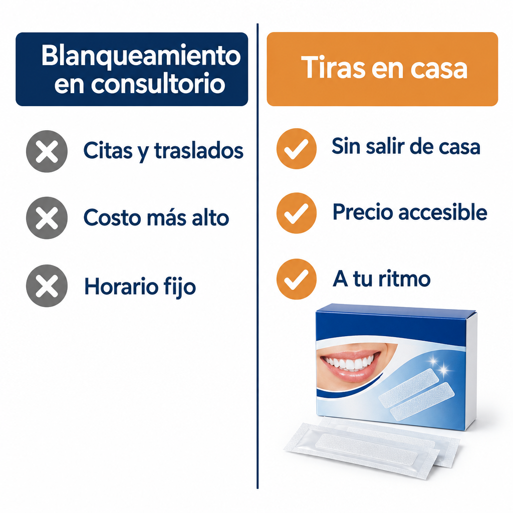 Blanqueamiento en consultorio vs tiras en casa