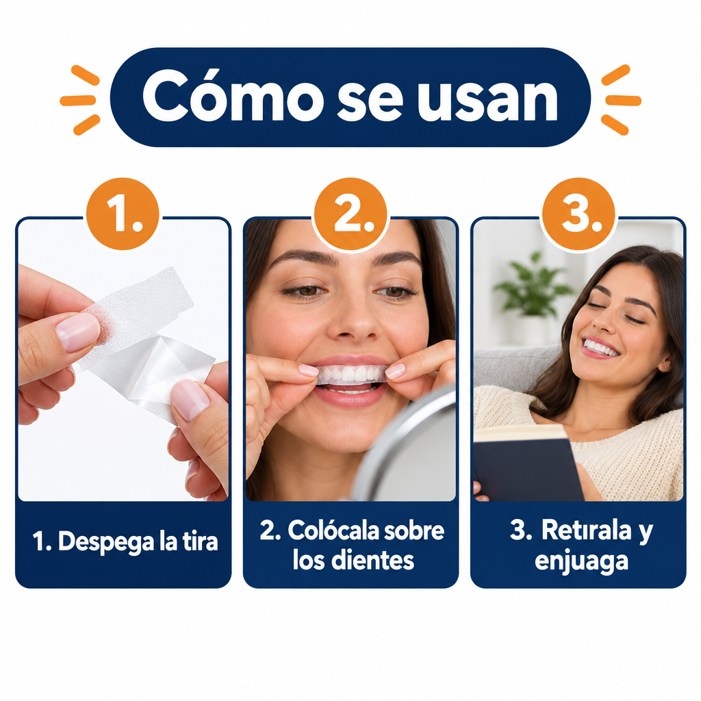 Cómo se usan las tiras blanqueadoras en 3 pasos