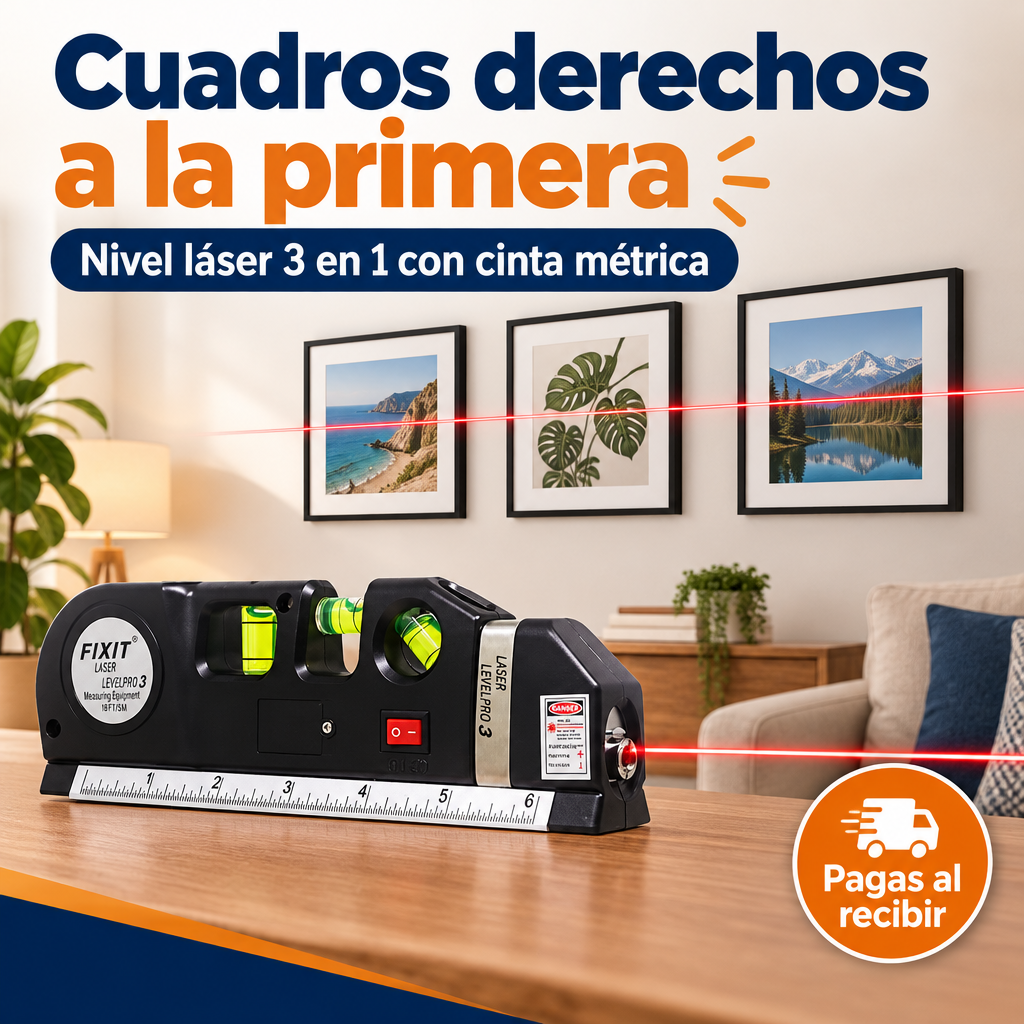 Nivel láser 3 en 1: cuadros derechos a la primera