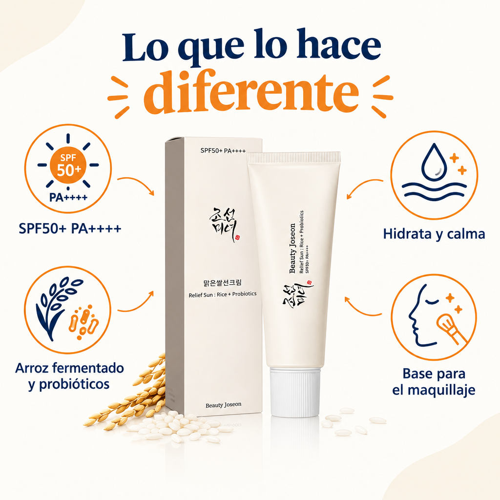 SPF50+ PA++++ con arroz fermentado y probióticos