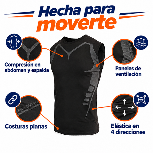 Compresión, ventilación, costuras planas y elasticidad