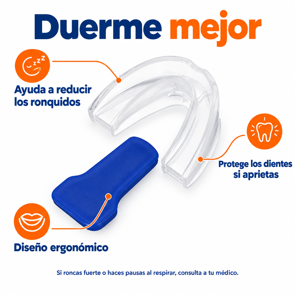 Ayuda a reducir ronquidos y protege los dientes