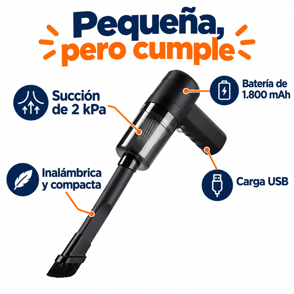 Succión de 2 kPa, batería de 1.800 mAh y carga USB