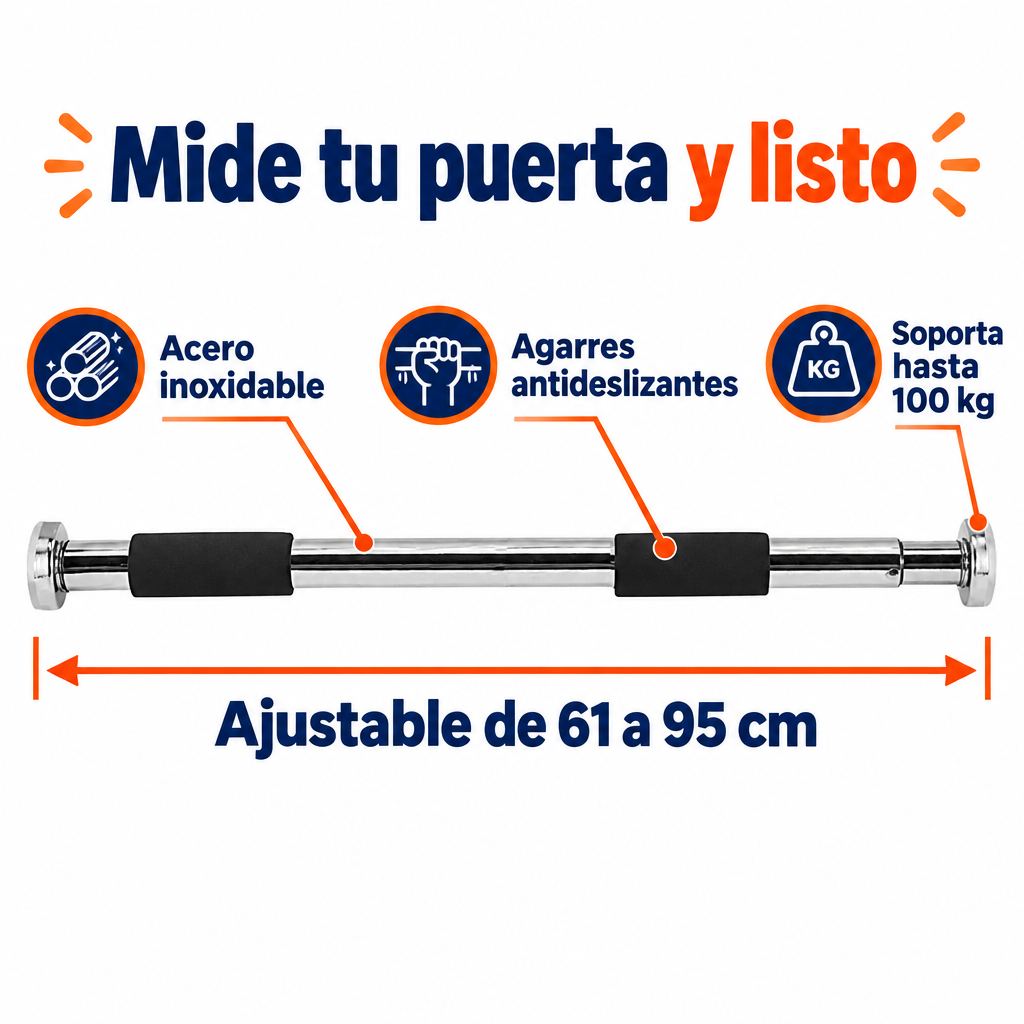 Ajustable de 61 a 95 cm, soporta hasta 100 kg