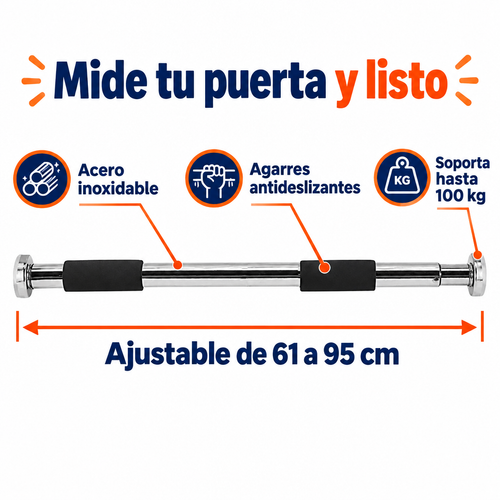 Ajustable de 61 a 95 cm, soporta hasta 100 kg