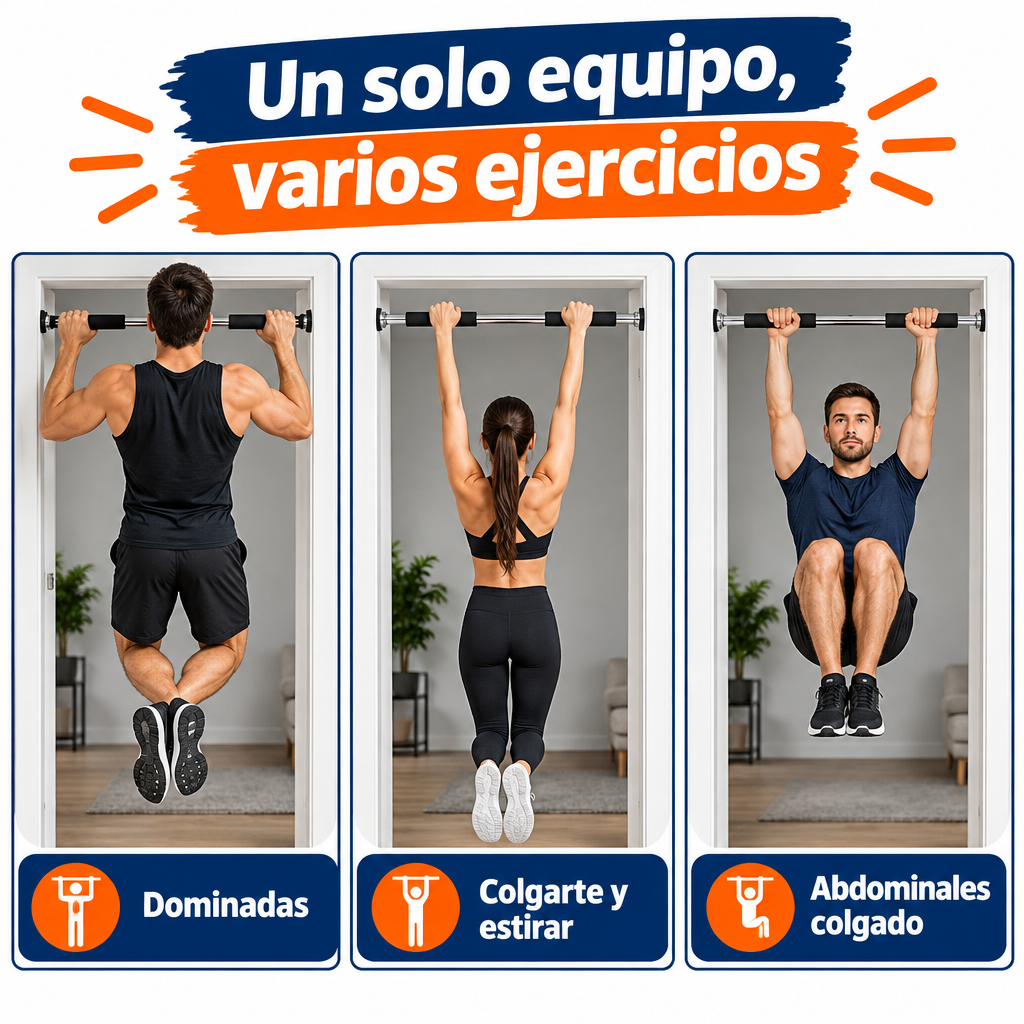 Dominadas, estiramiento y abdominales