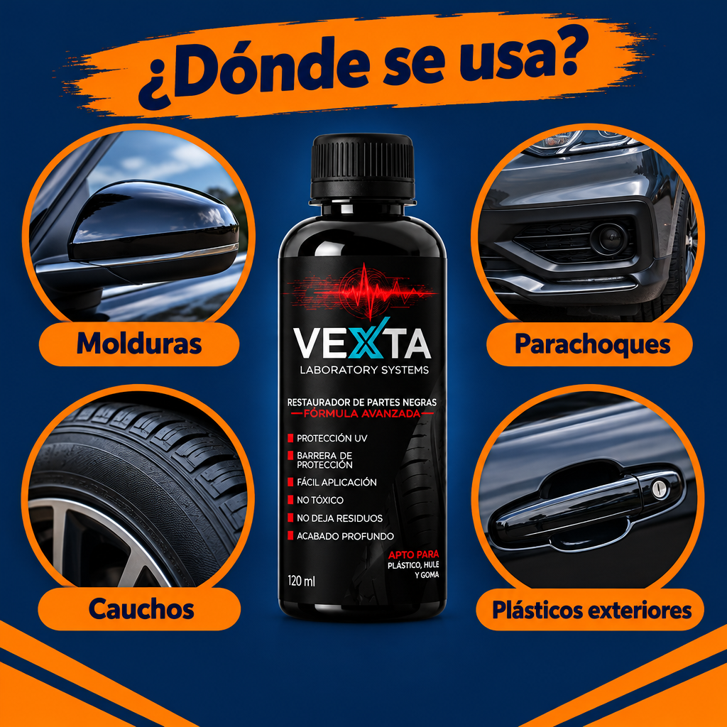 Para molduras, parachoques, cauchos y plásticos
