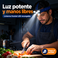 Linterna frontal LED recargable: luz potente y manos libres