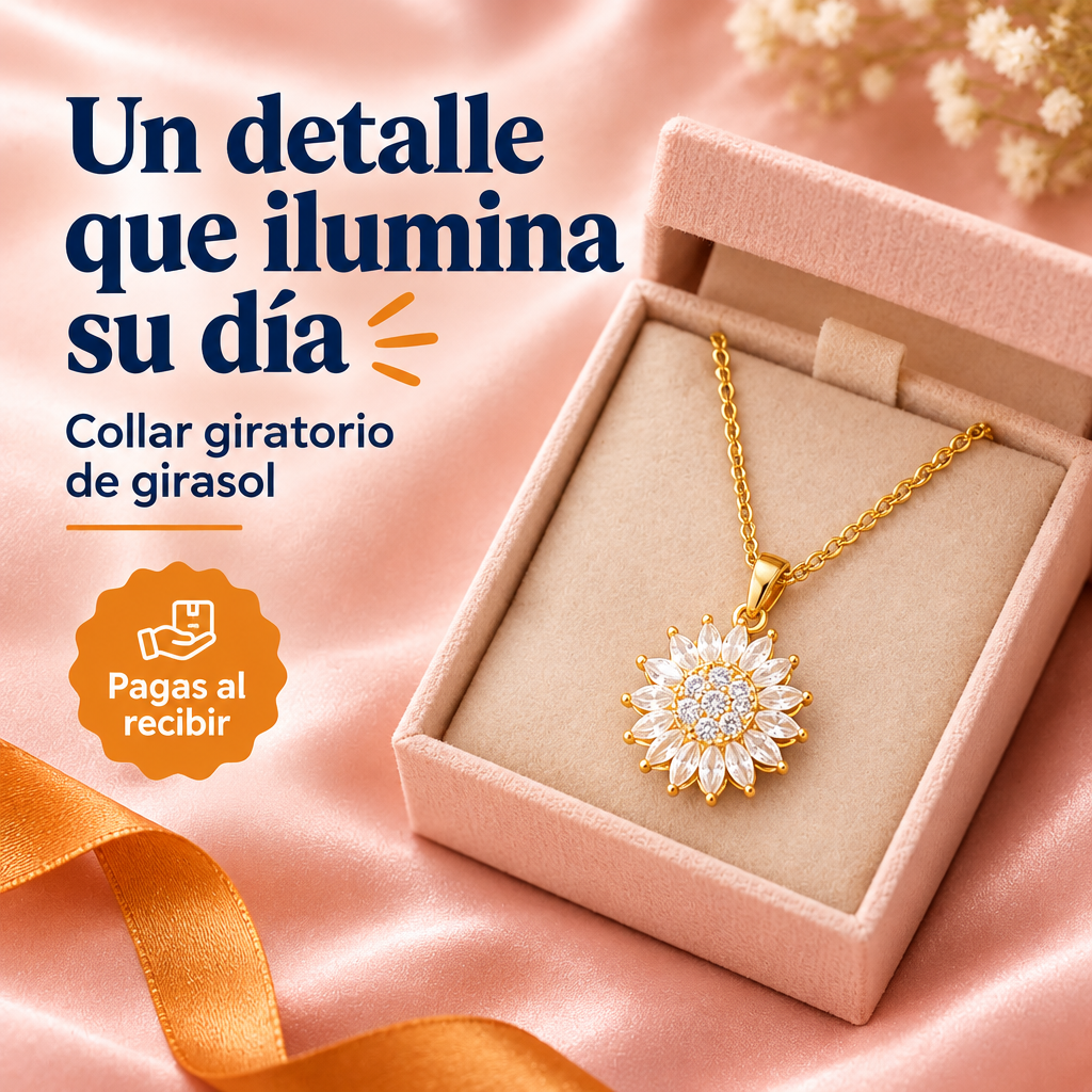 Collar giratorio de girasol en caja de regalo