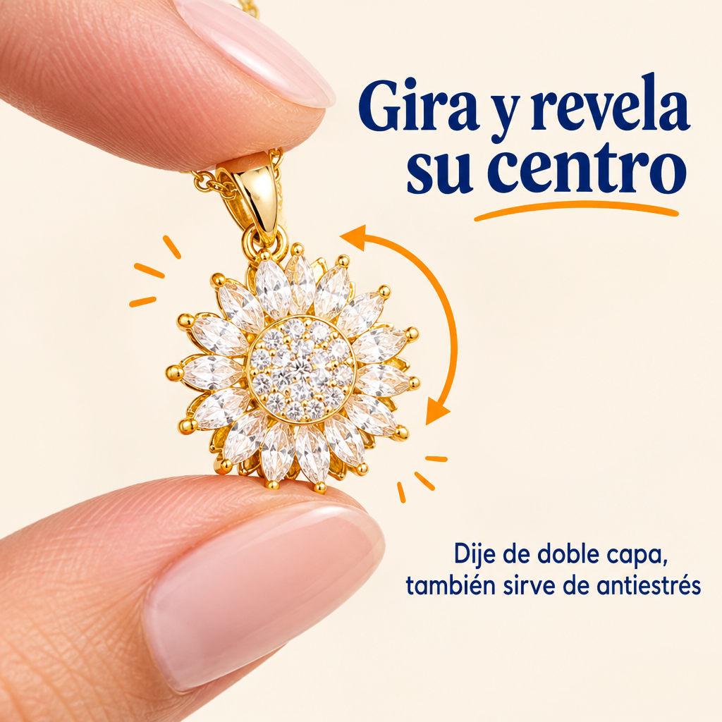El dije gira y revela su centro
