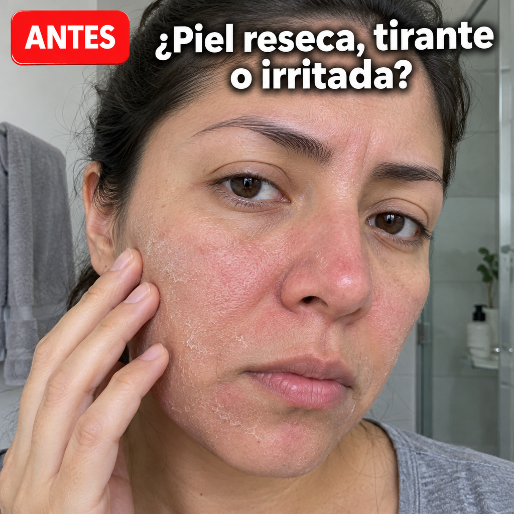 Antes: piel reseca e irritada