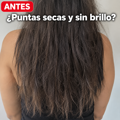 Antes: puntas secas y sin brillo