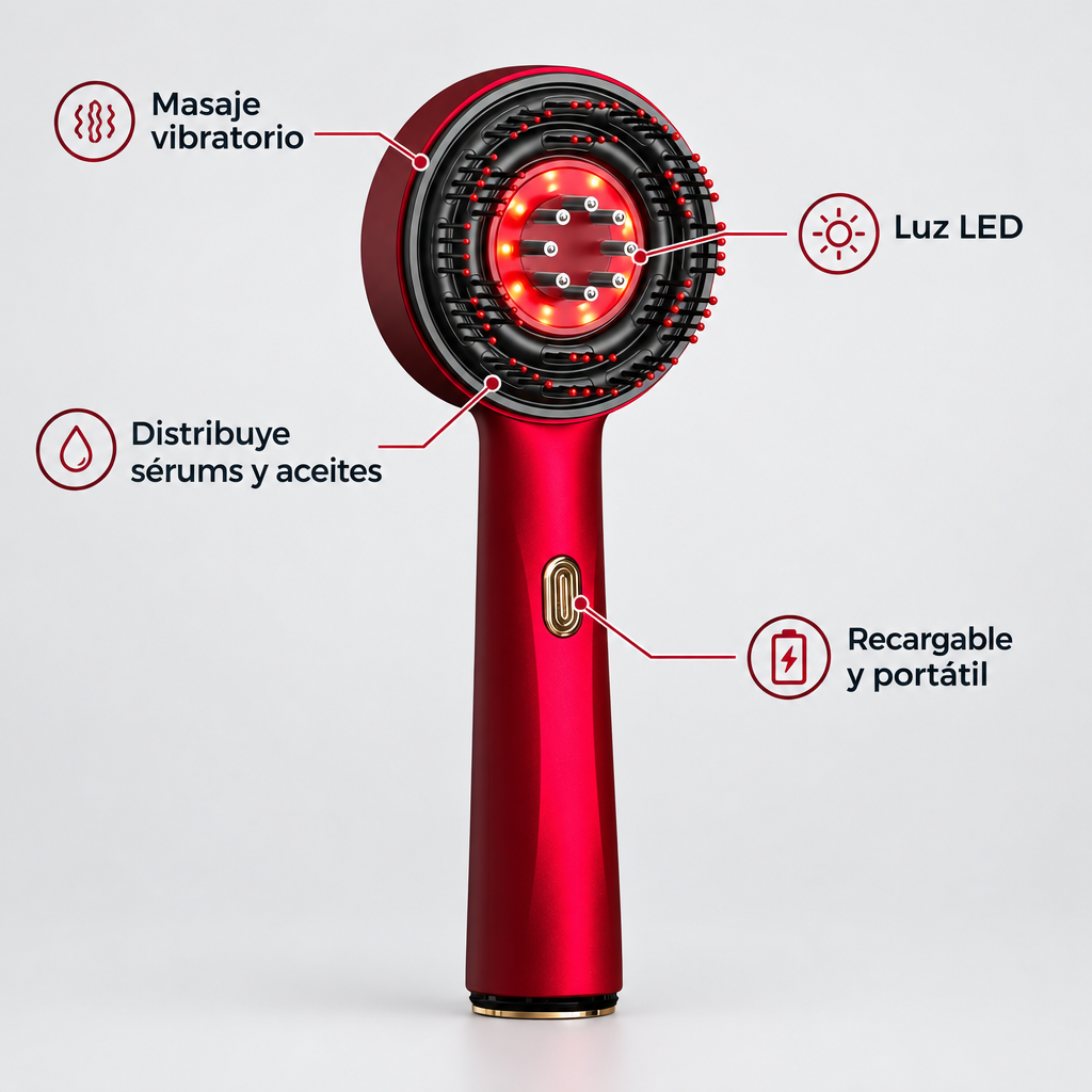 Masaje vibratorio, luz LED y recargable