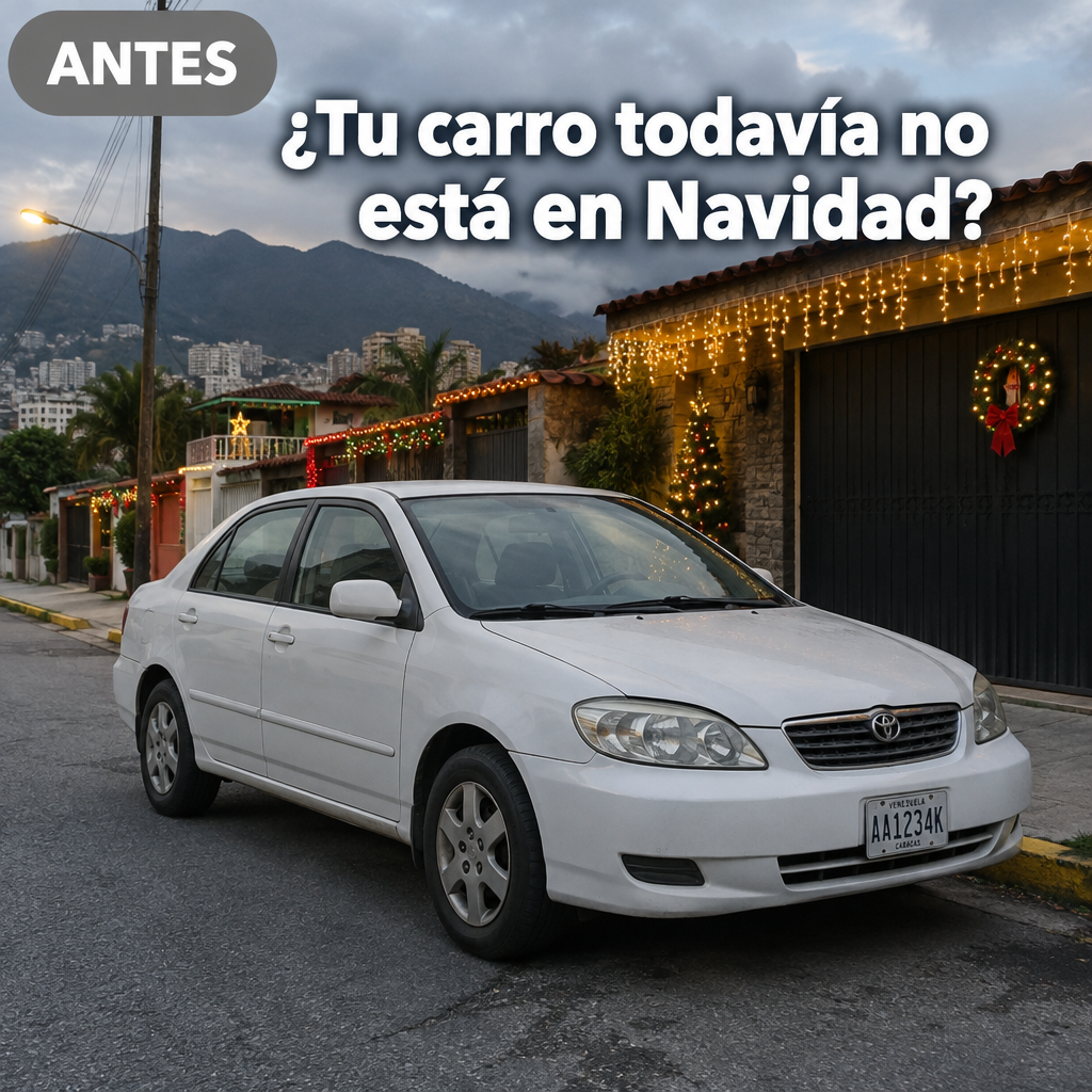 Antes: carro sin decoración navideña