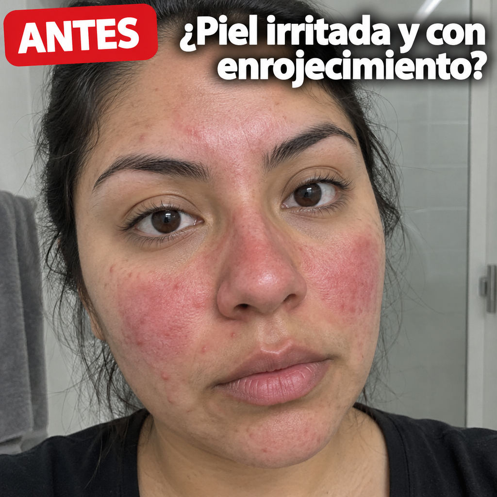 Antes: piel irritada y con enrojecimiento