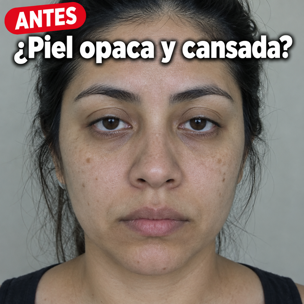Antes: piel opaca y cansada