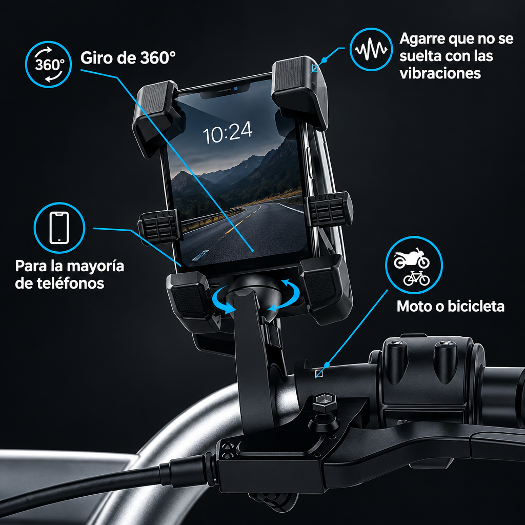 Giro de 360° y agarre firme