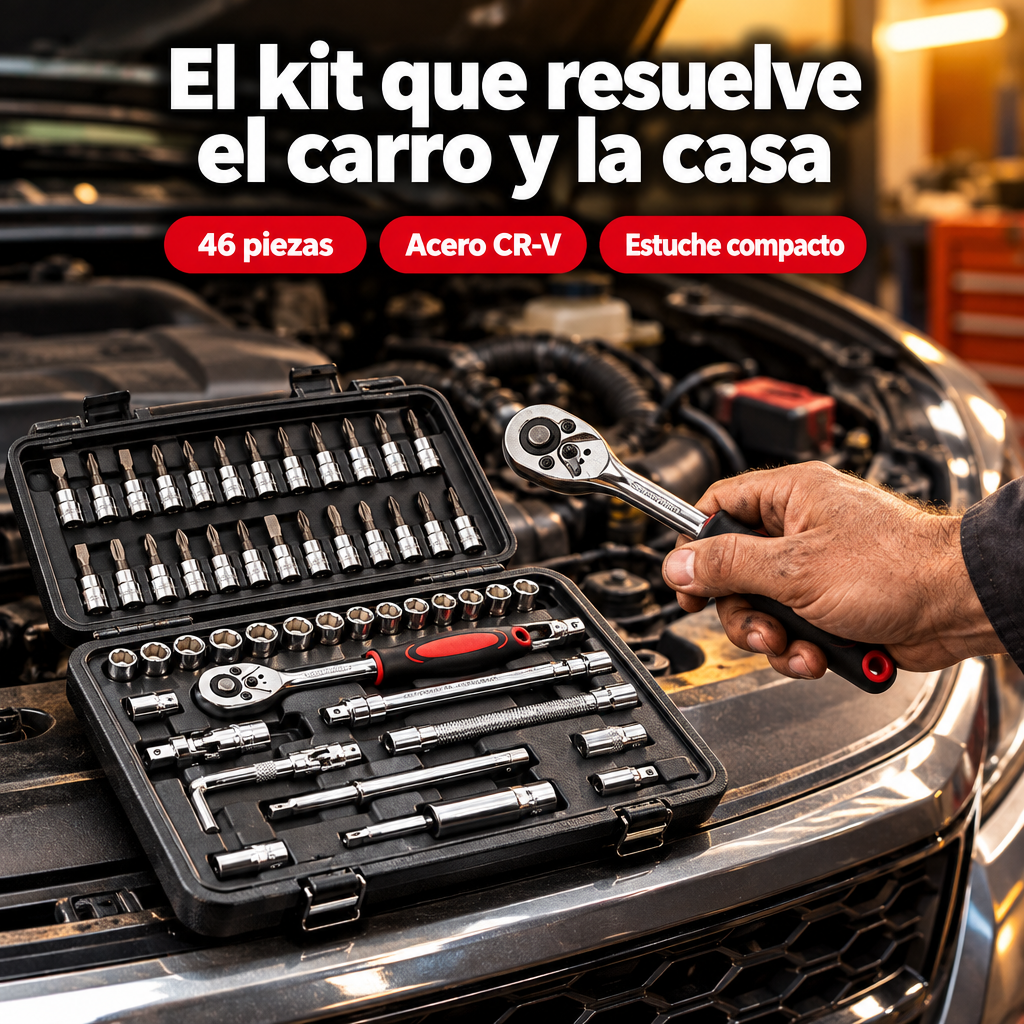 Juego de ratchet 1/4" de 46 piezas