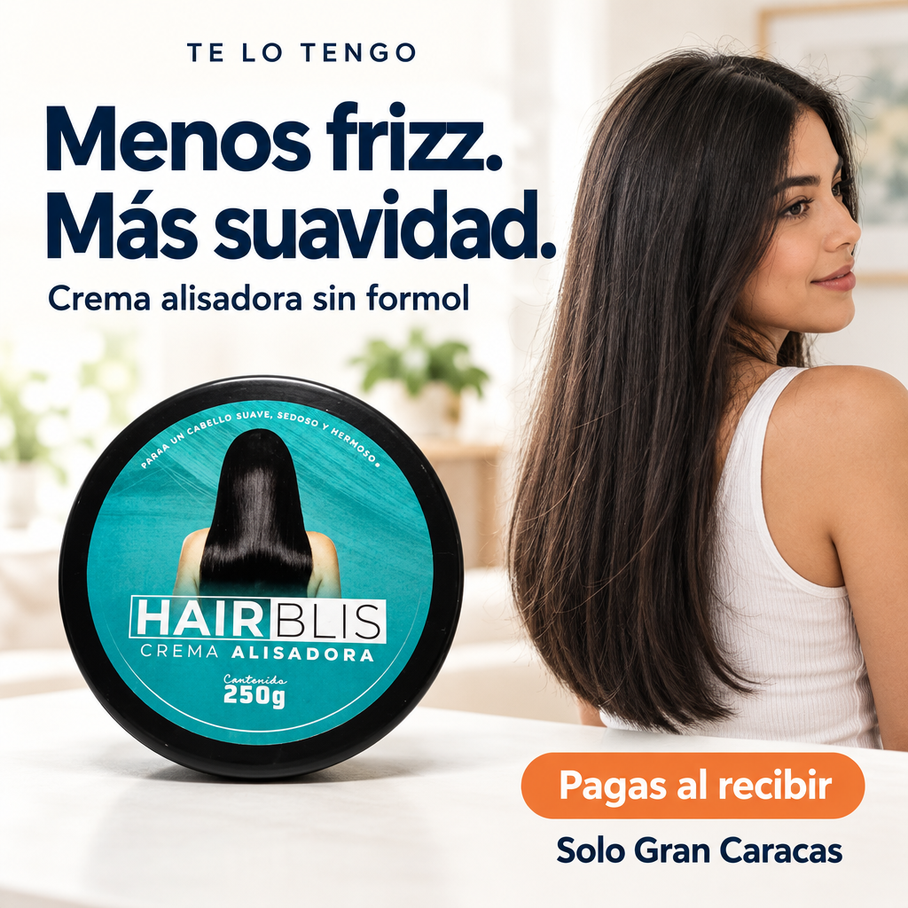 Crema alisadora Hairblis de 250 g para un cabello más suave; pago al recibir en Gran Caracas.